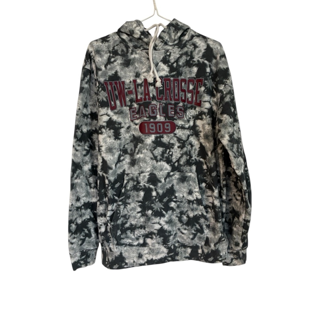 Mens Champion Black and Gray Tie-Dye Hoodie UW lacrosse size medium